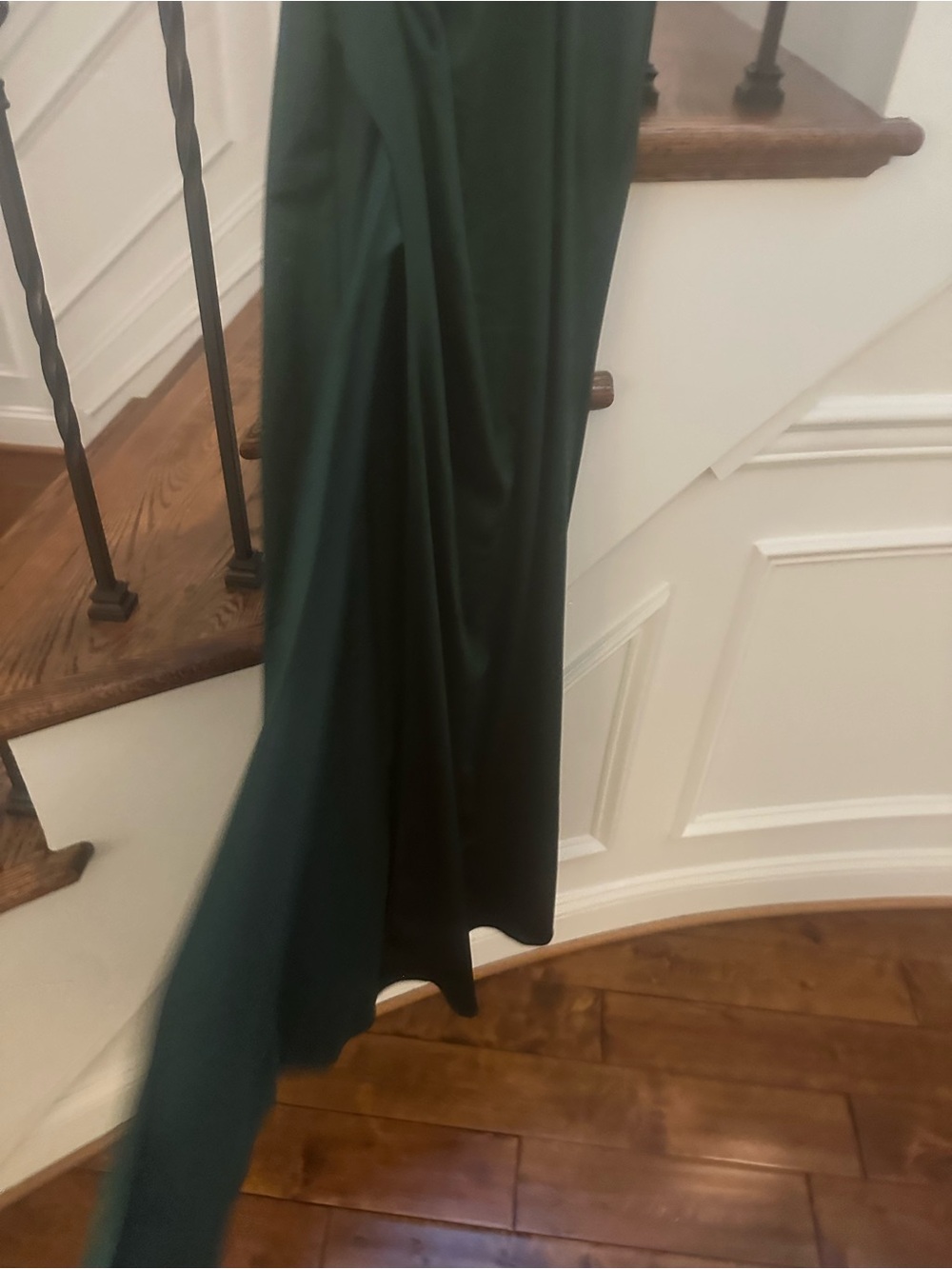 Macy's Strapless Forest Green Satin Prom Gown - Picture 4 of 8
